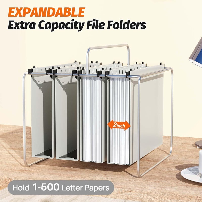 SHUTEX Extra Capacity Plastic Hanging File Folders,12 Pack Reinforced Hang Folders,Heavy Duty 2 Inch Expansion,Plastic Filing Cabinet Folders,Letter Size,Designed for Bulk Files, Medical Charts,Grey - Image 4